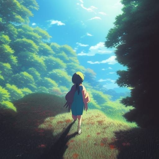 Studio Ghibli, Anime Key Visual, by Makoto Shinkai, Deep Col...