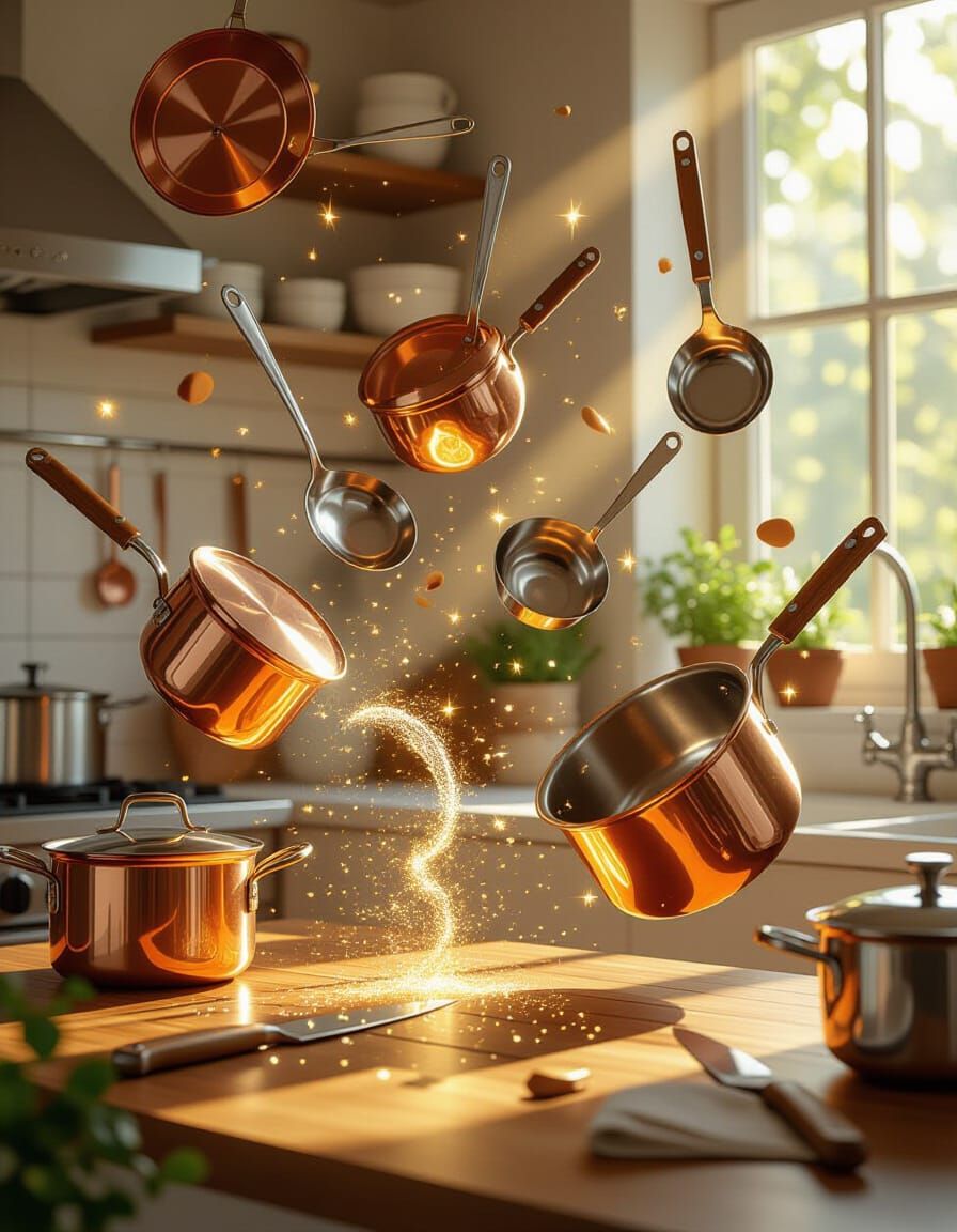 The Enchanted Kitchen of Golden Whisks: Where Cookware Comes Alive
