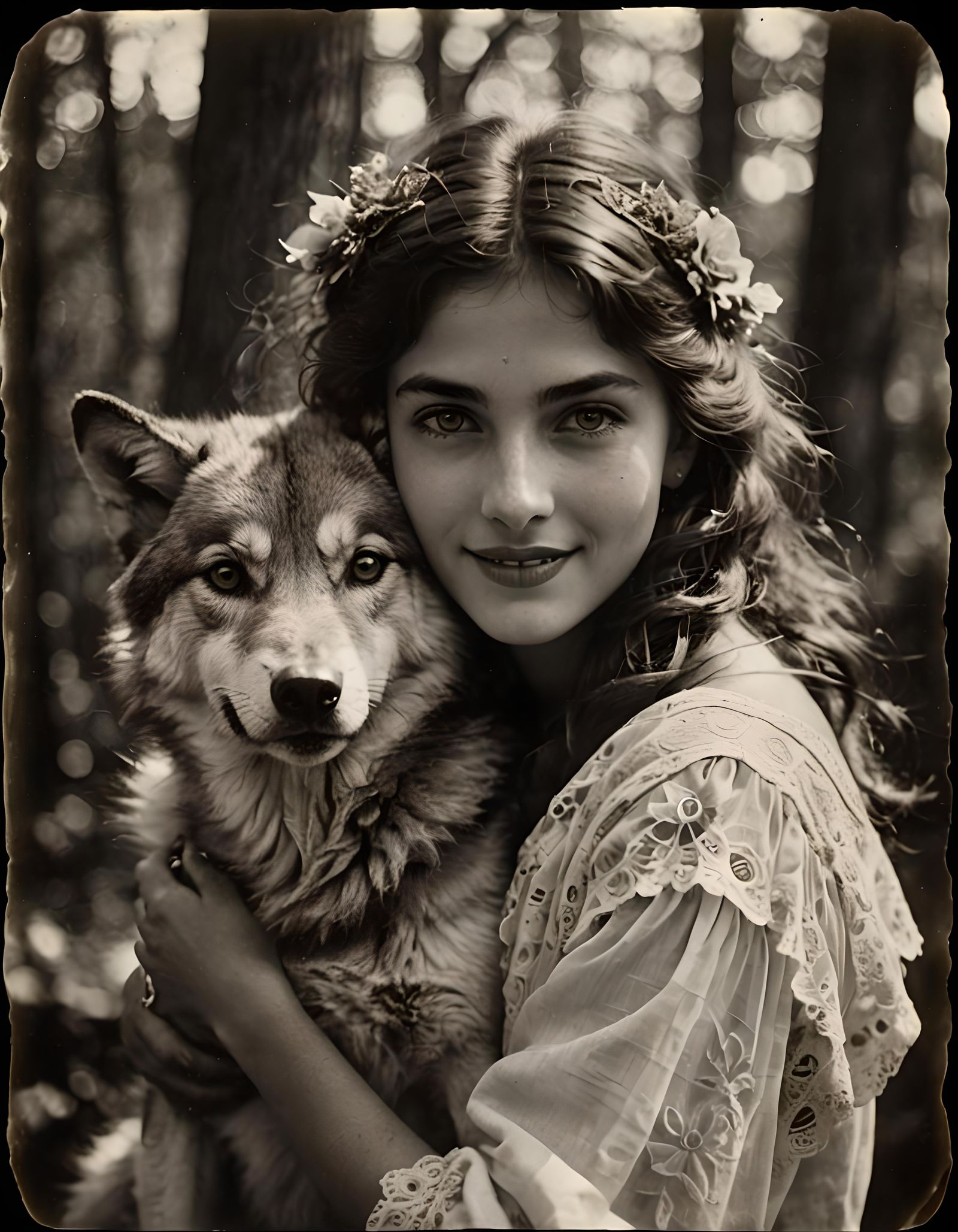 Girl with wolf pup - AI Generated Artwork - NightCafe Creator