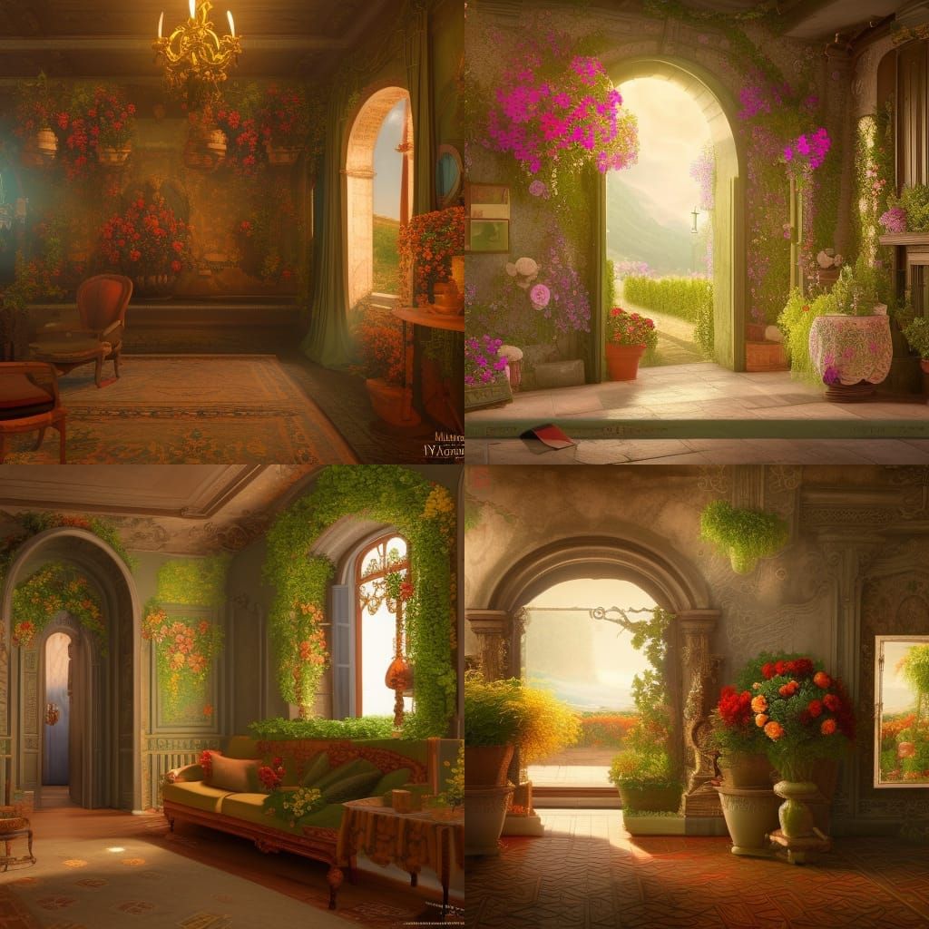Tuscany style room decorated with flowers