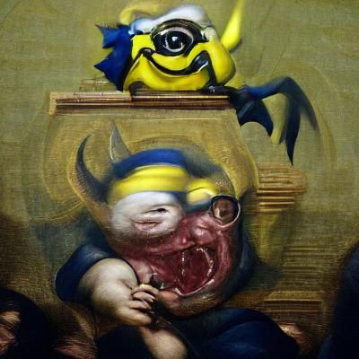Renaissance painting of a demonic minion