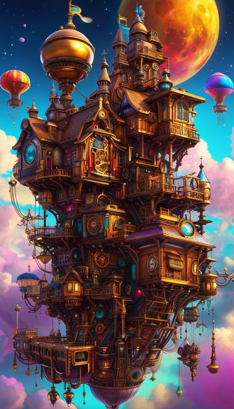 Flying house - AI Generated Artwork - NightCafe Creator