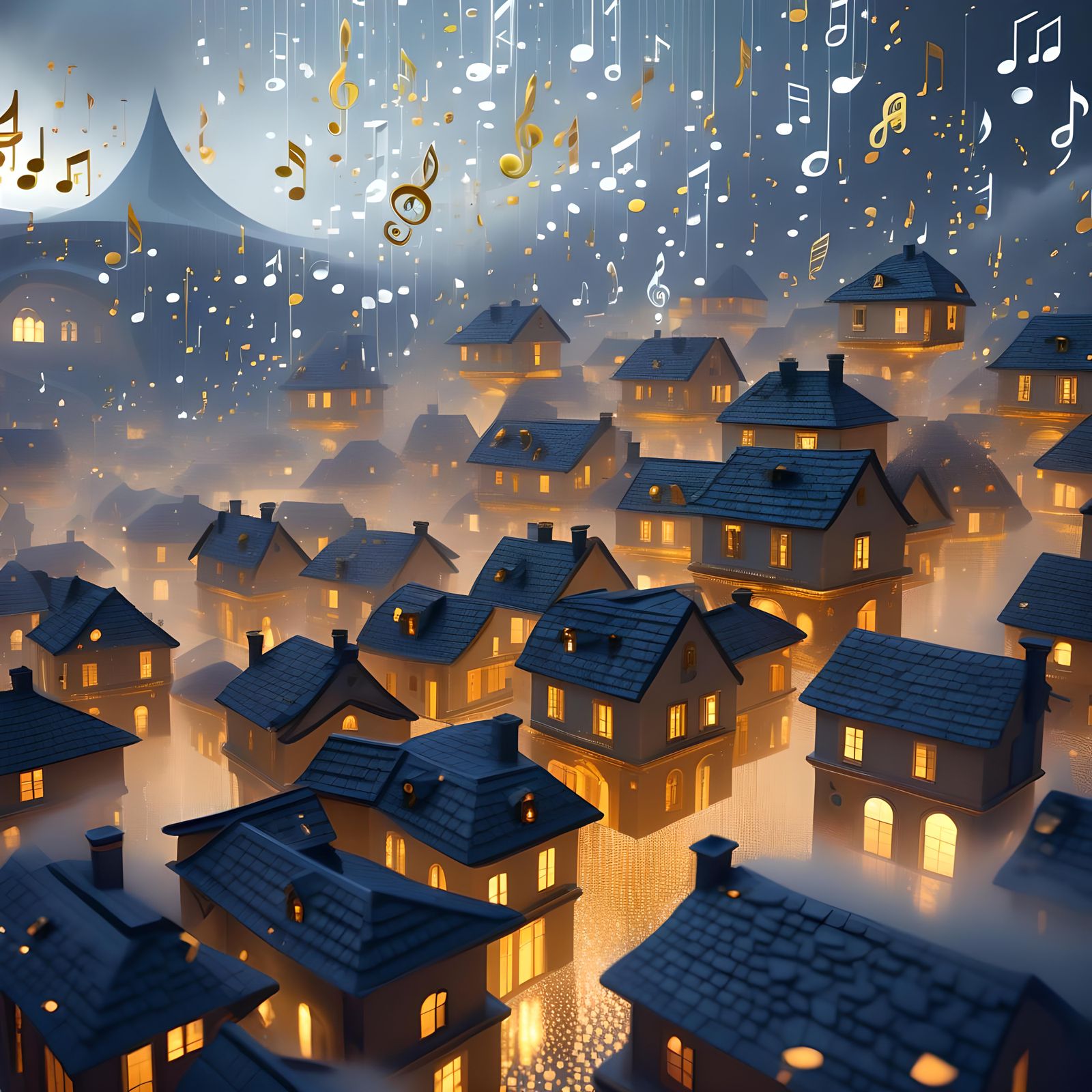 Raining musical notes AI Generated Artwork NightCafe Creator