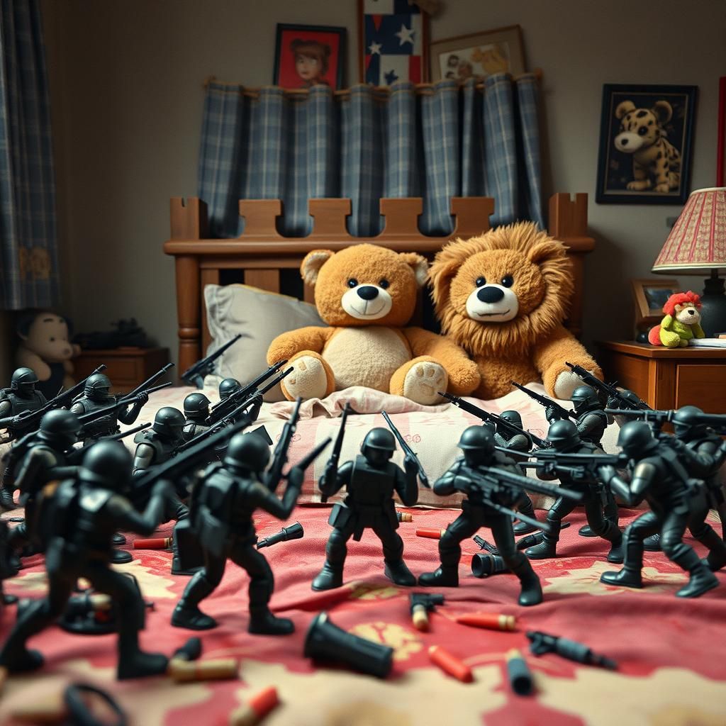 Toy soldiers vs stuffed animals