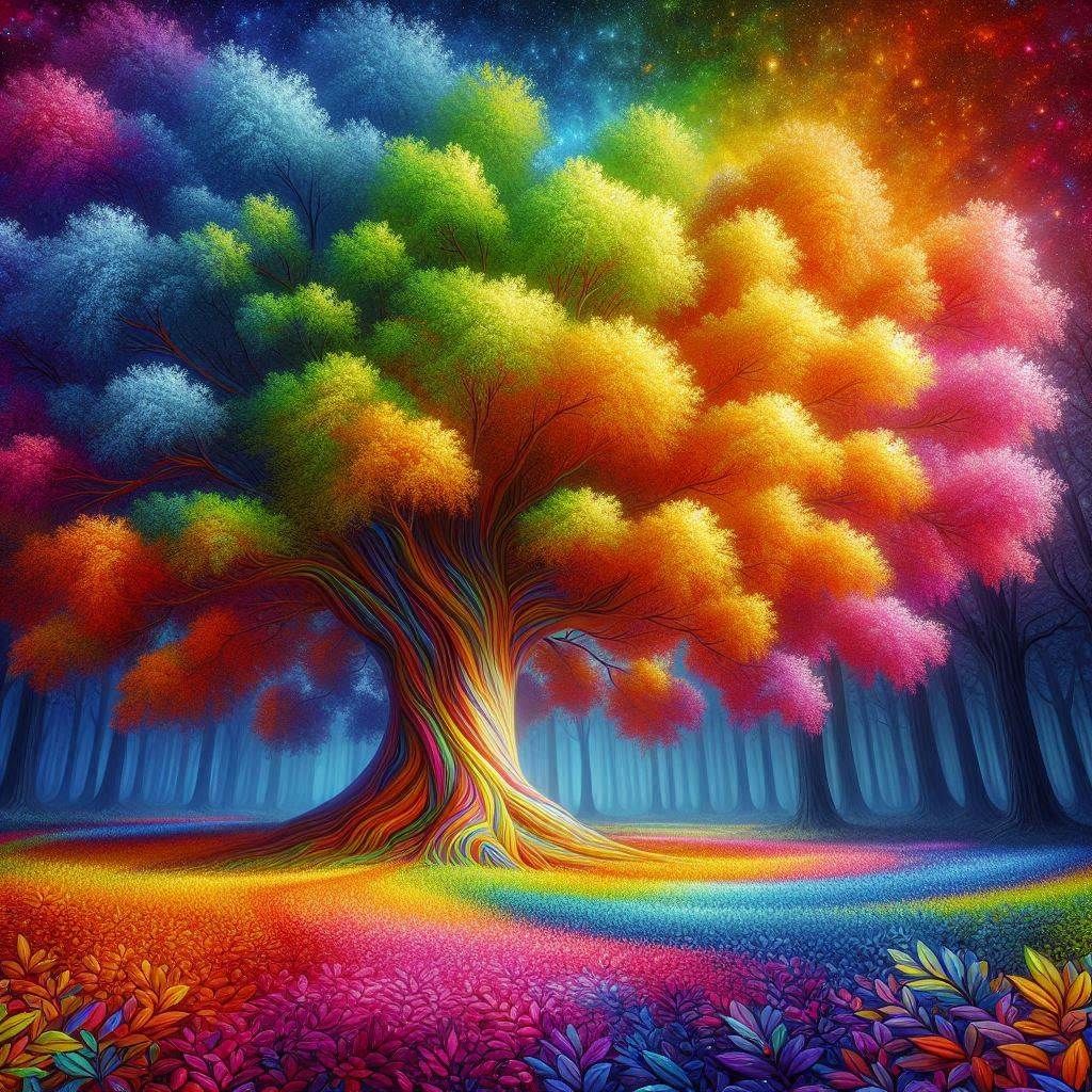 colorful rainbow tree