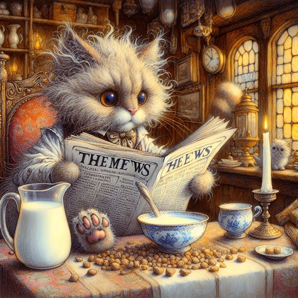 Reading the mews  by @Rough Cat