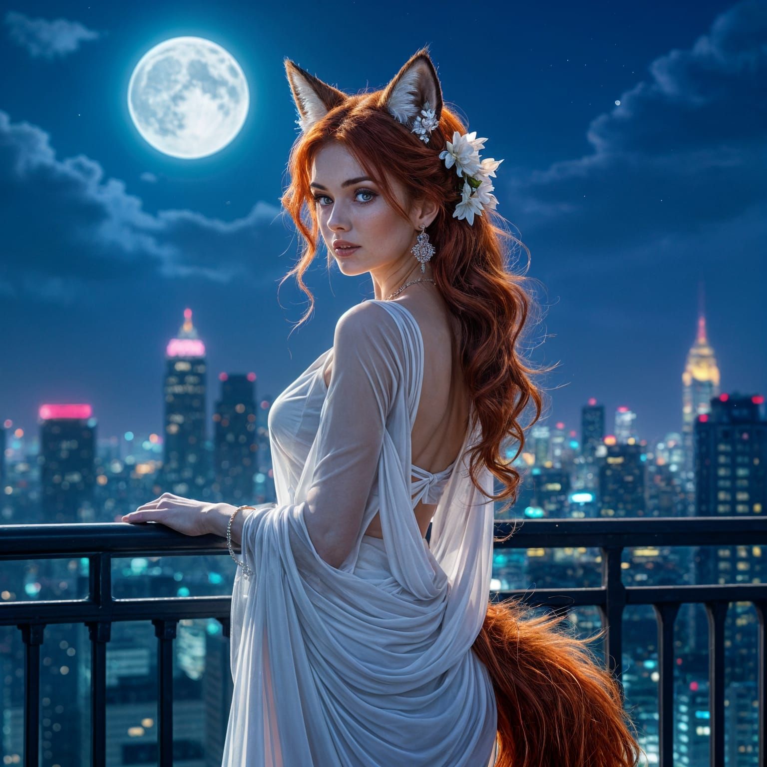 A stunning red haired European woman with Cat ears 3 .