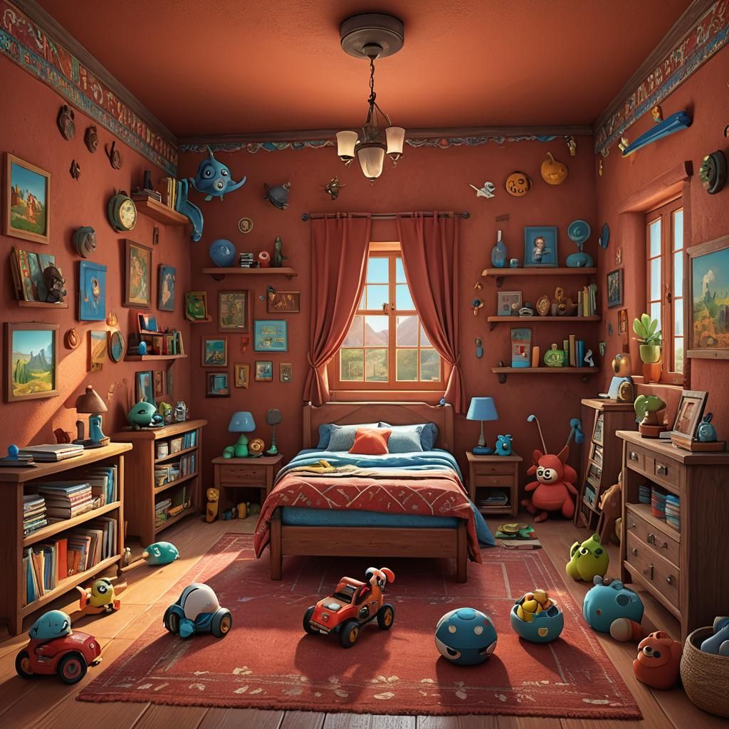 Little boy's bedroom set inside a beautiful red Clay Adobe P...