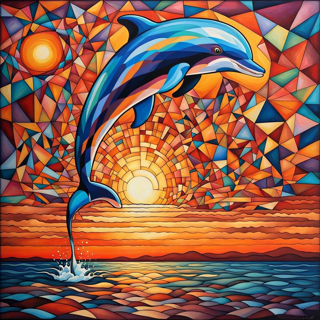 Dolphin (Geometric Abstract Art)