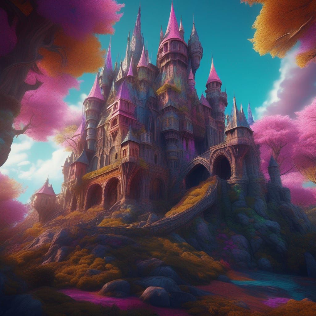 Psychedelic fantasy castle - AI Generated Artwork - NightCafe Creator