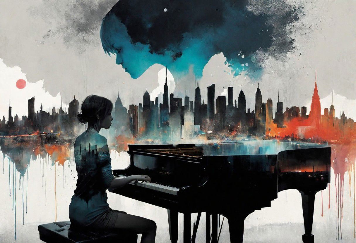 Pianista doble exposición