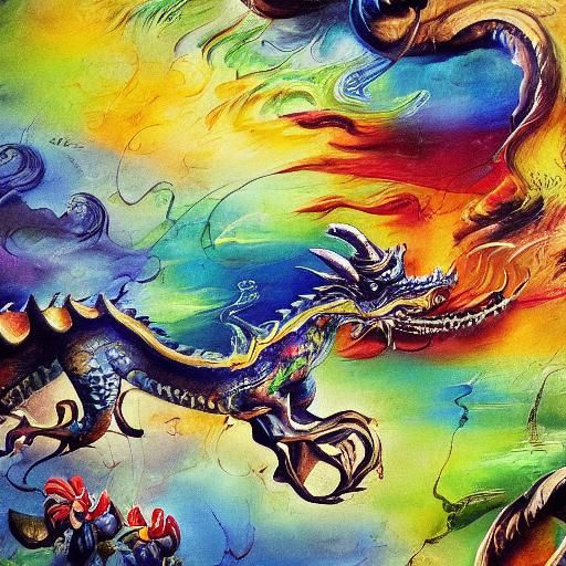 Splashing Ink Dragon in Expressionist Style