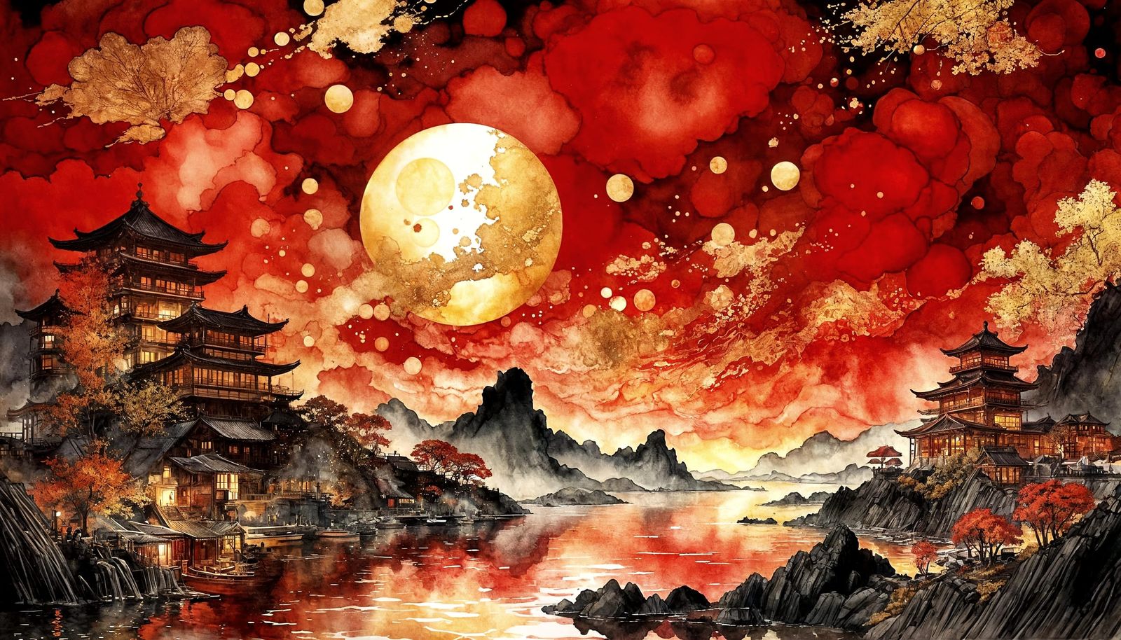 Golden Blood Sky Dynasty  by @randomart