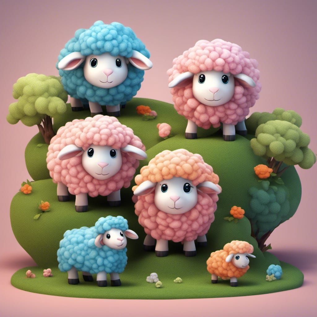 sheep family portrait - AI Generated Artwork - NightCafe Creator