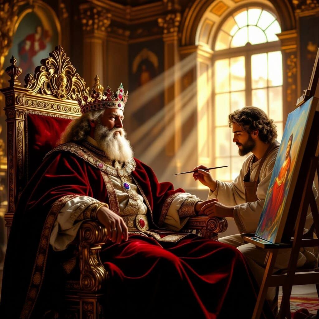 Renaissance King Painted in Lavish Palace Interior