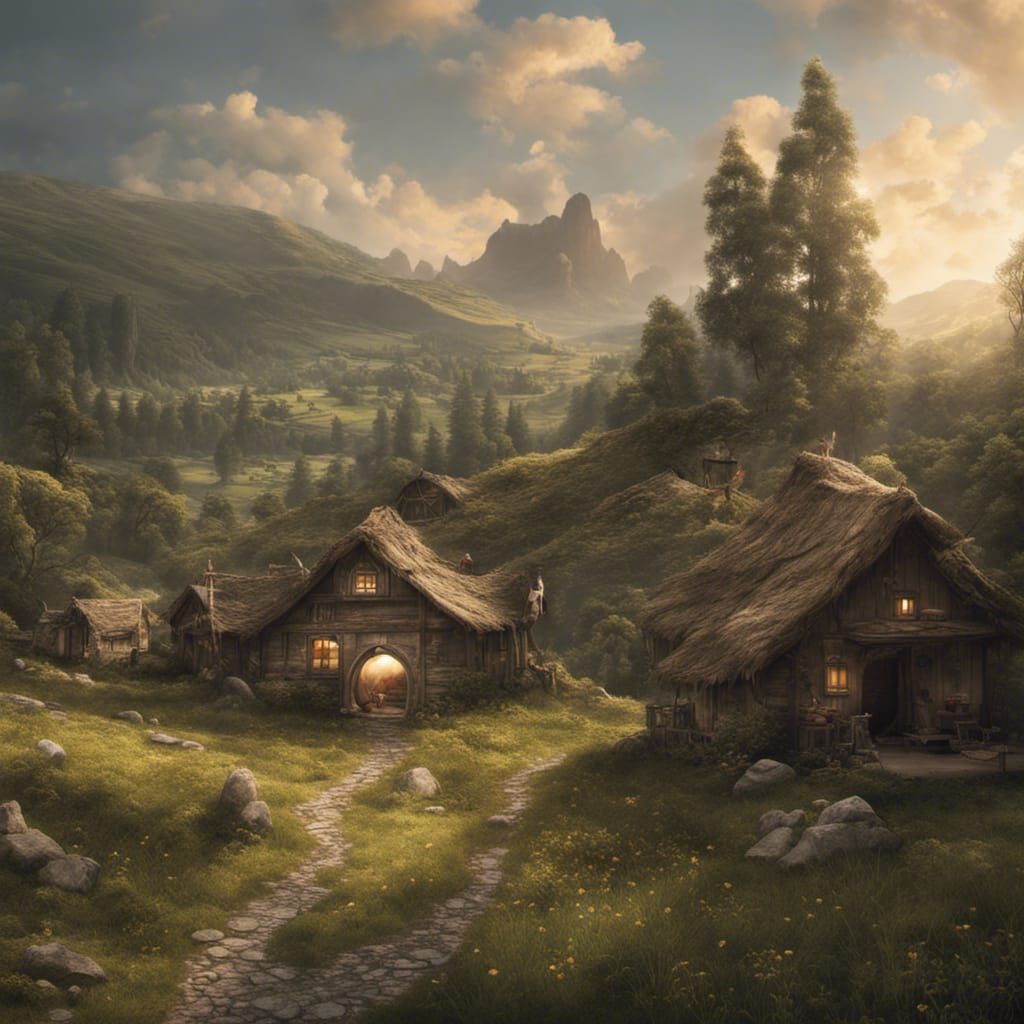 Peaceful Hobbit Hamlet in Vast Horizons