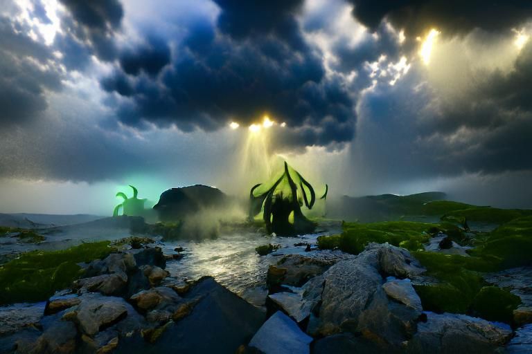 Cthulhu approaches the land in a thunderstorm Unreal Engine ...