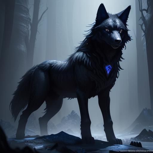 black wolf with Crystal blue eyes - AI Generated Artwork - NightCafe ...