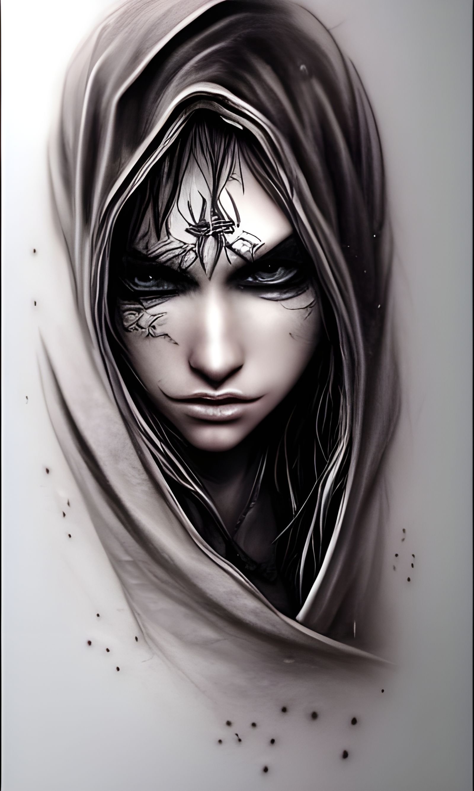 Hooded girl with tattoos and piercings. 8k resolution concept art by