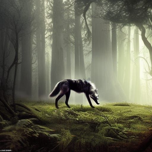 wolf of death in a  Haunted forest