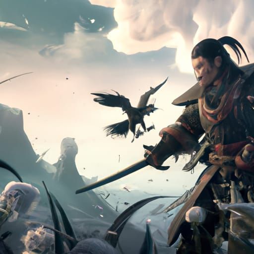 Samurai with crow