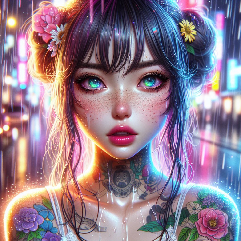 woman with mesmerizing rainbow eyes