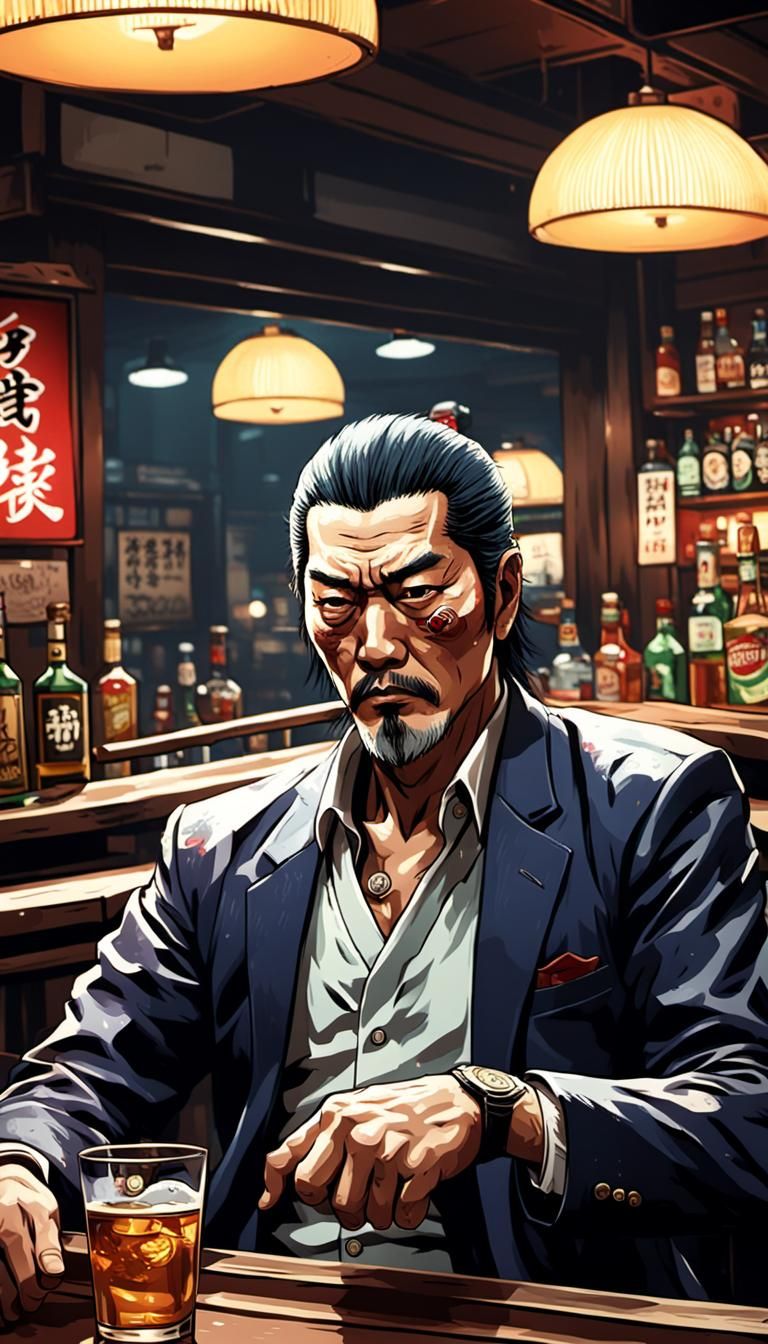 A Yakuza veteran in a bar - AI Generated Artwork - NightCafe Creator