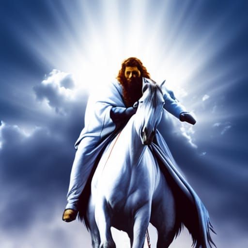 Jesus Riding White Horse:: Clouds - Ai Generated Artwork - Nightcafe 