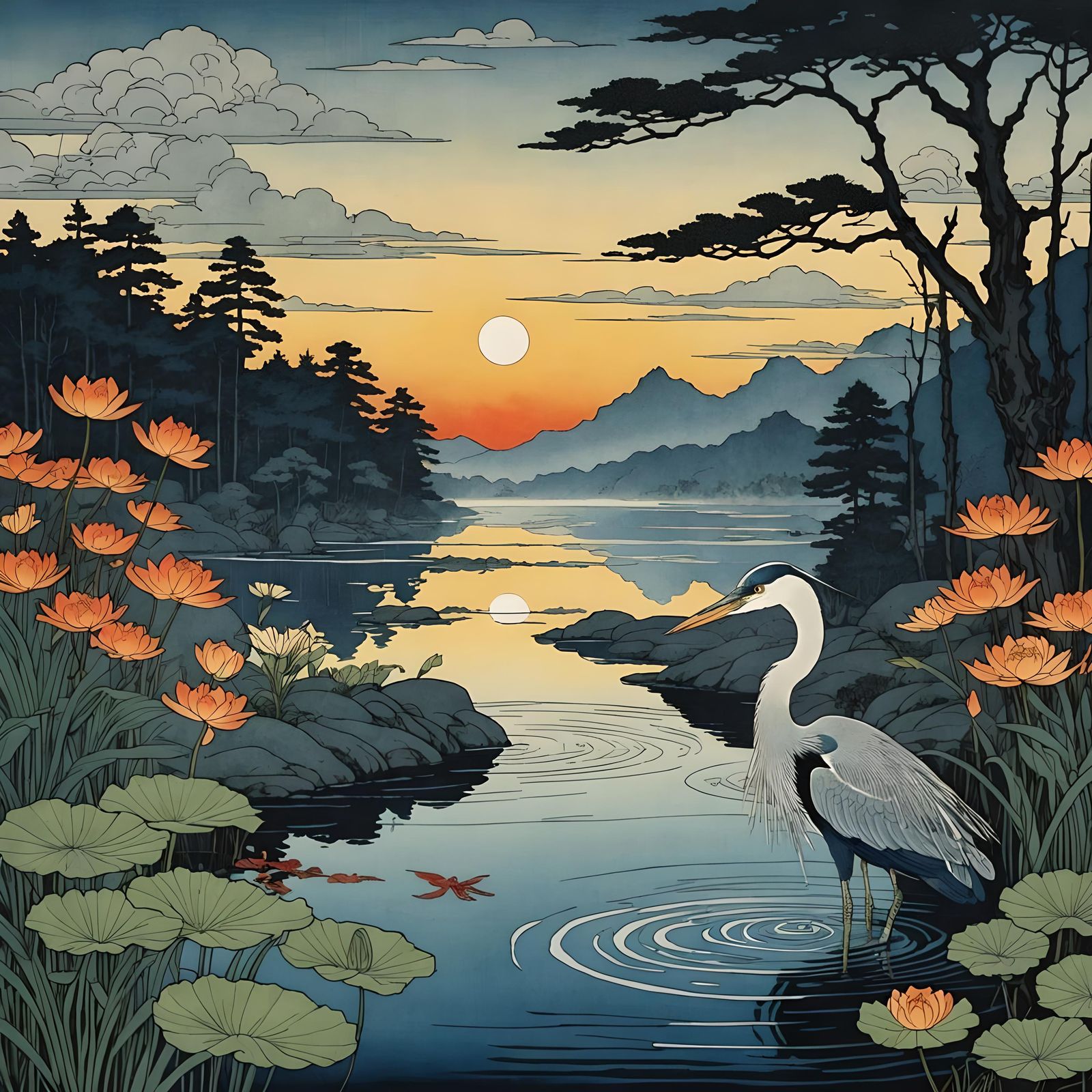 Ukiyo-e (Japanese woodblock print art)  by @singhroha