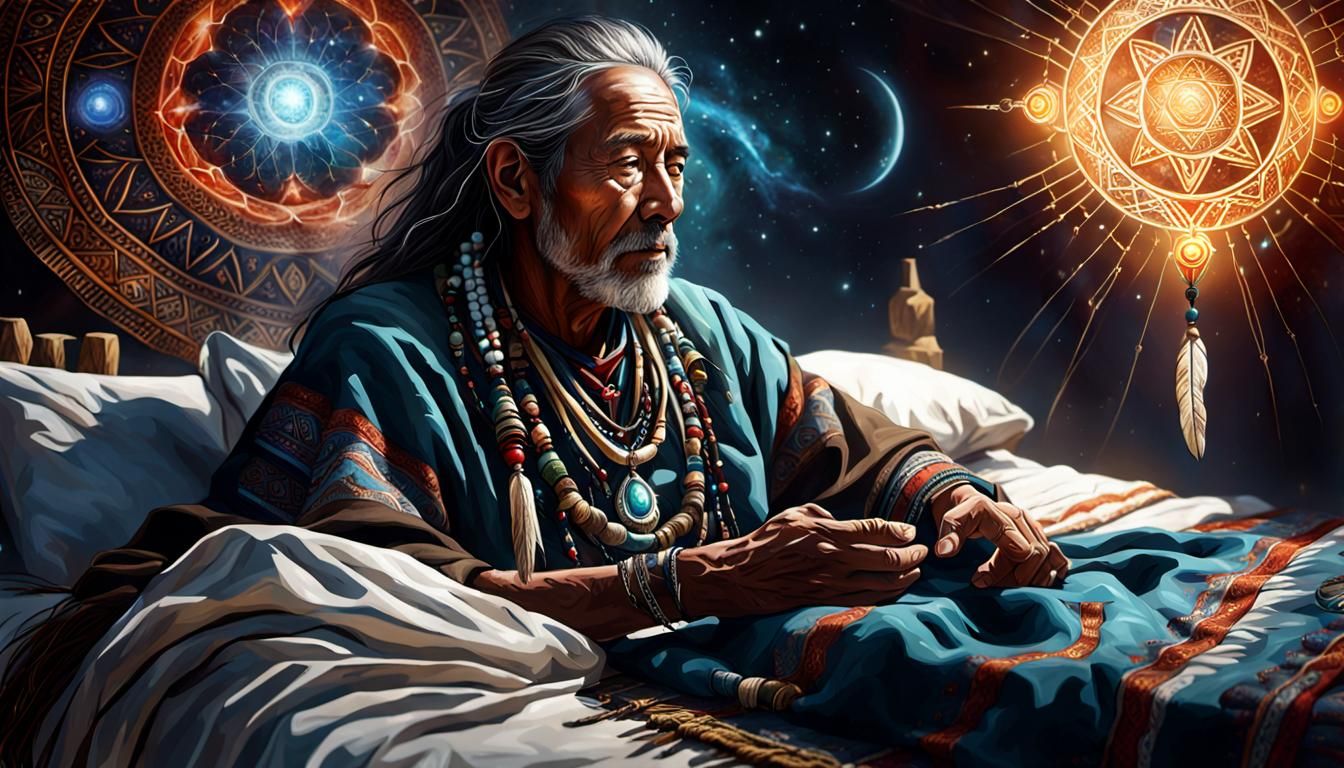 Shamanic Healer, energy healing, a person on bed, 4k, hyper-detailed, realism   by @ih432