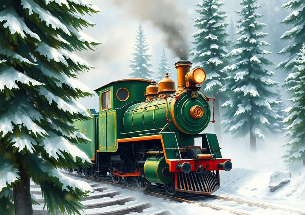 Green steam locomotive