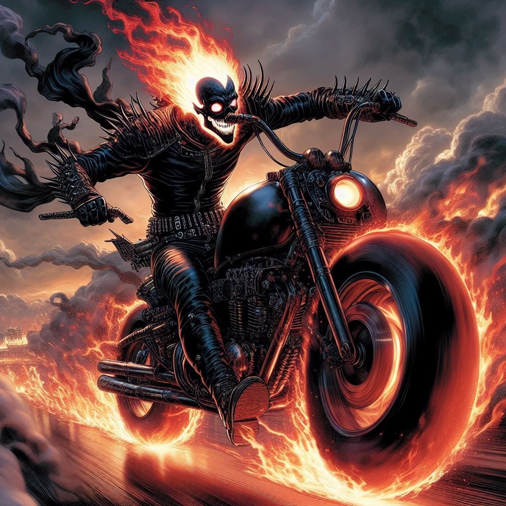 Go Easy on the Handlebars Ghost Rider AI Generated Artwork