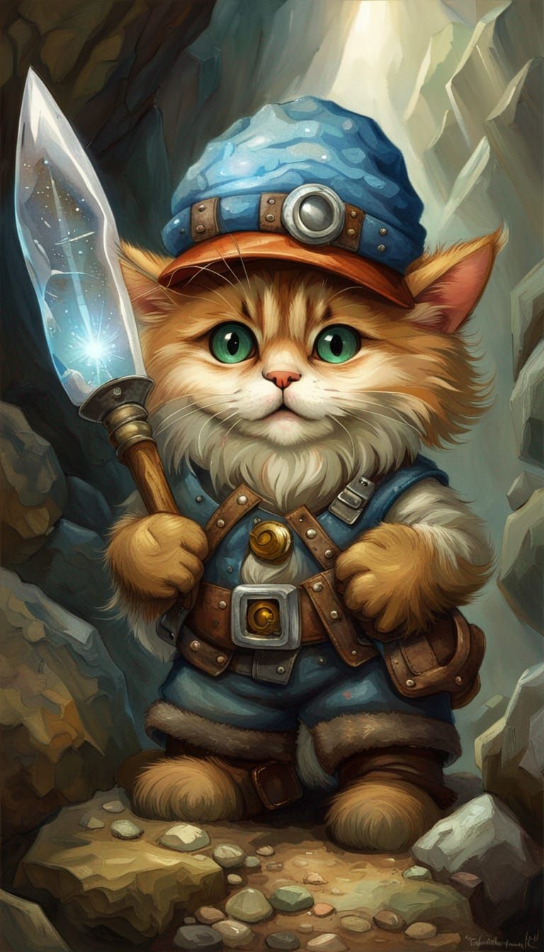 C.A.T. Miner at Work, down in the Deep of the SDXL 0.9 Mine  by @AiCorujaArt