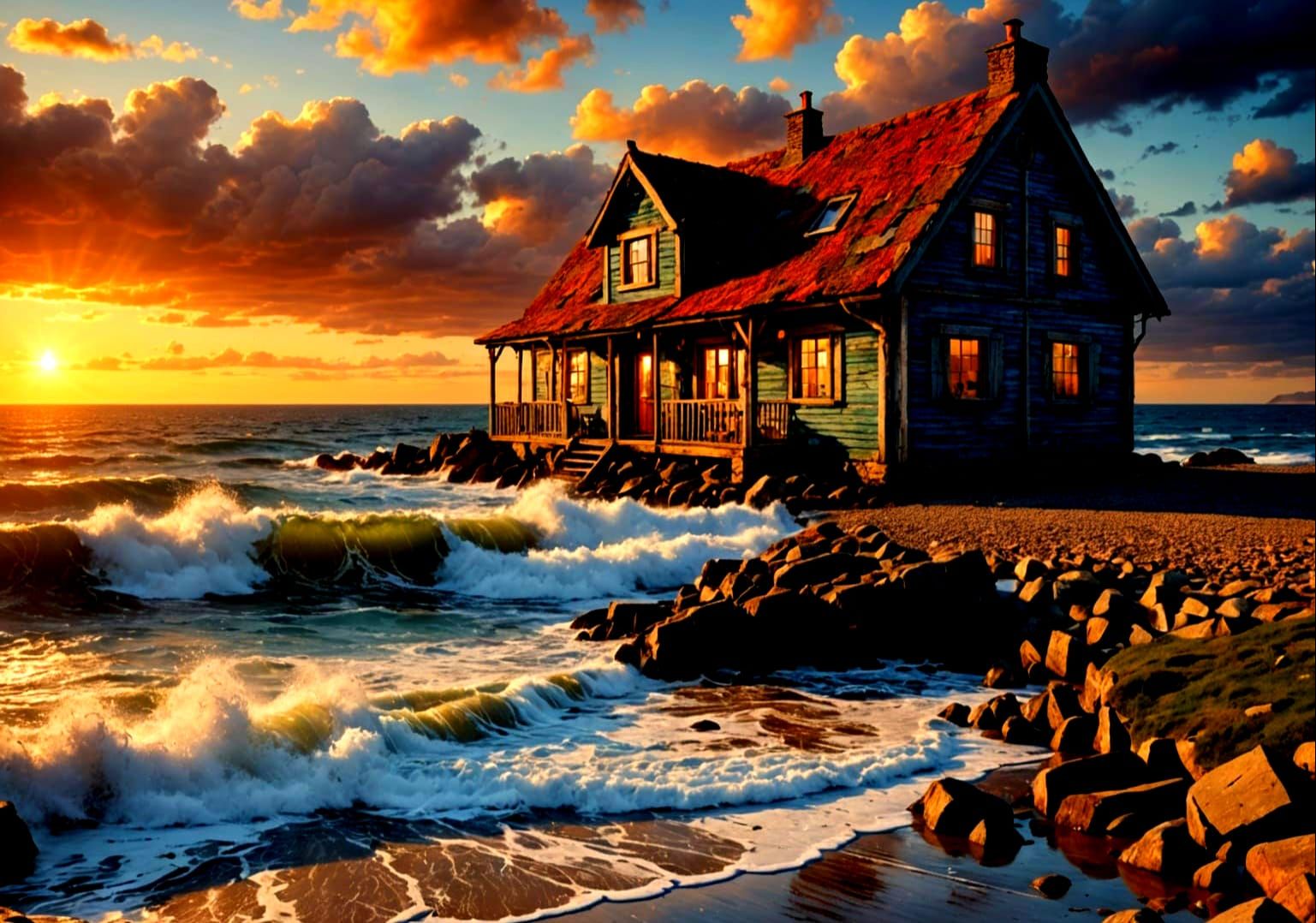 Cottage Sunset  by @mathy_art_girl_305