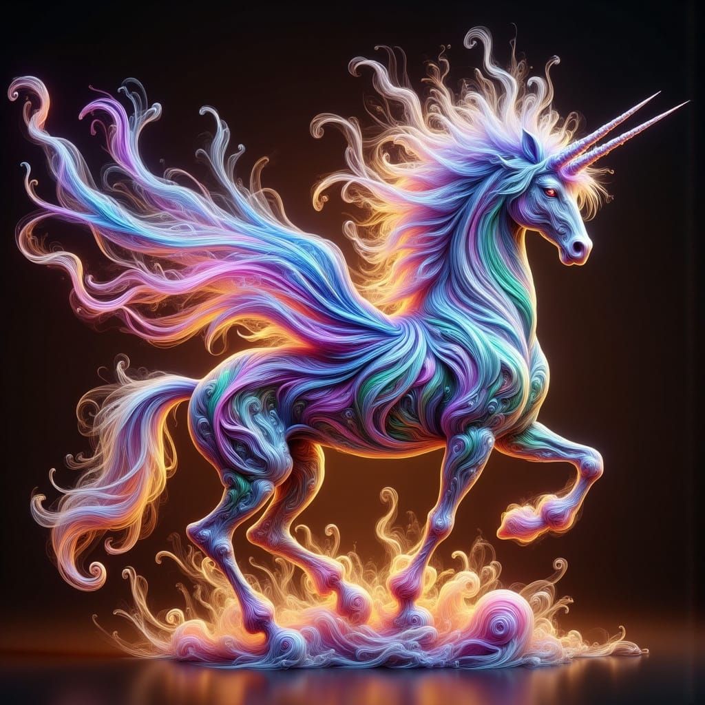Surreal Fantasy Concept Art of a Jeweled Glass Horse Statue