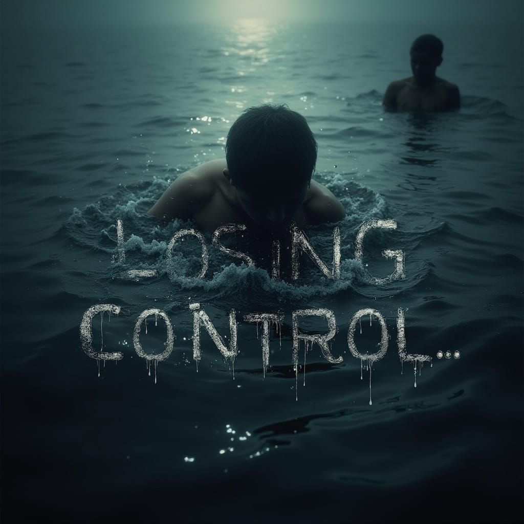 The album cover for your song "Losing Control..." should visually capture the emotional themes of loss, drowning, and emotional chaos expres...