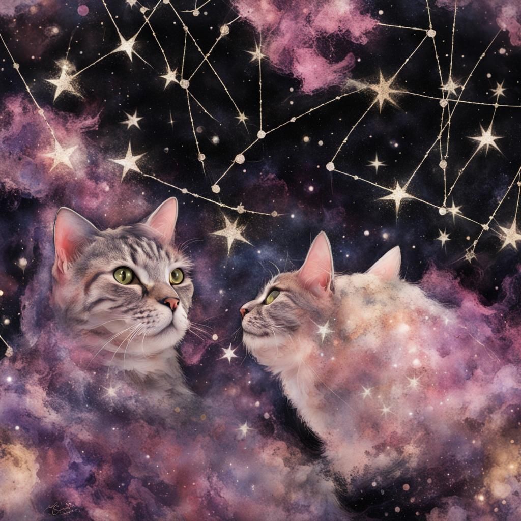 Constellation soaked in crushed velvet cat - AI Generated Artwork ...
