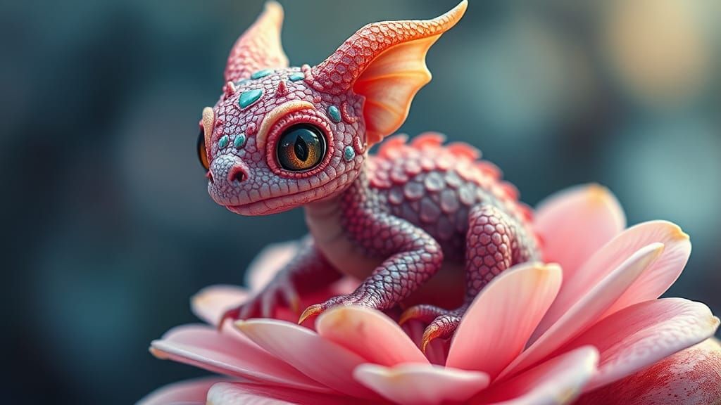 Baby dragon on a flower  by @Marcos