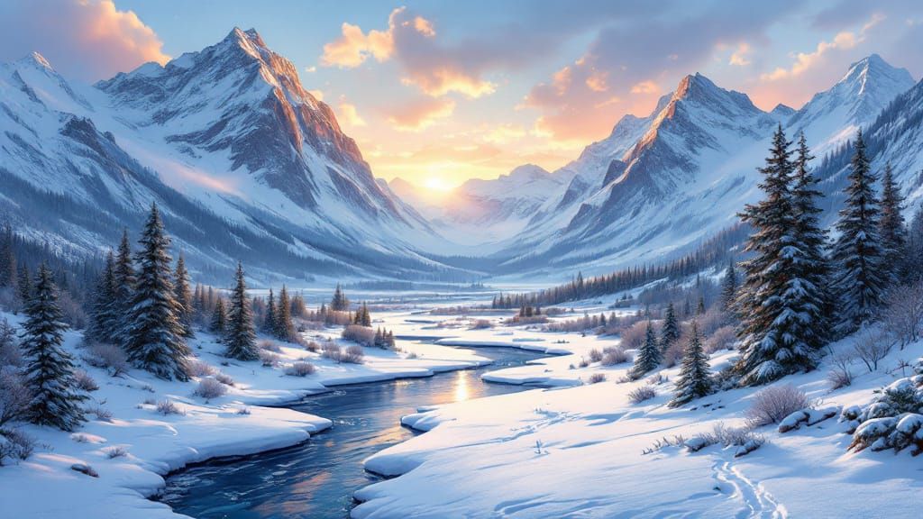 winter valley girl panorama