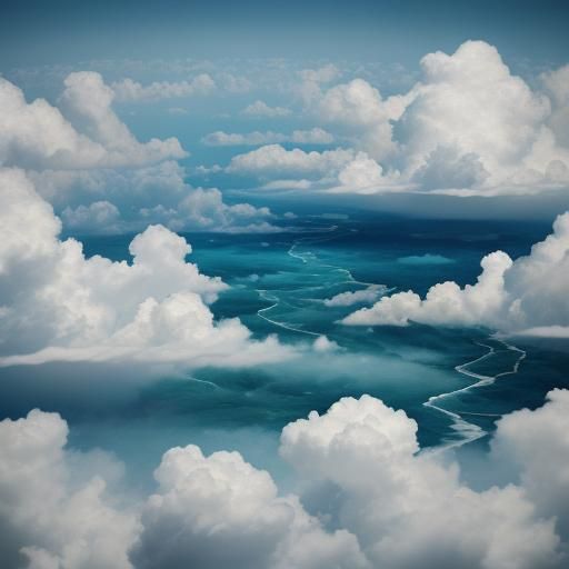 Origami Stormy Cloudscape in Papercraft Style