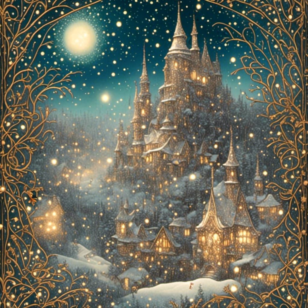 Christmas wonderland Detailed 1800s storybook illustration <lora:1800 Storybook:1.0> on cold-press paper, Louis-Theophile Hingre, John Baur,...
