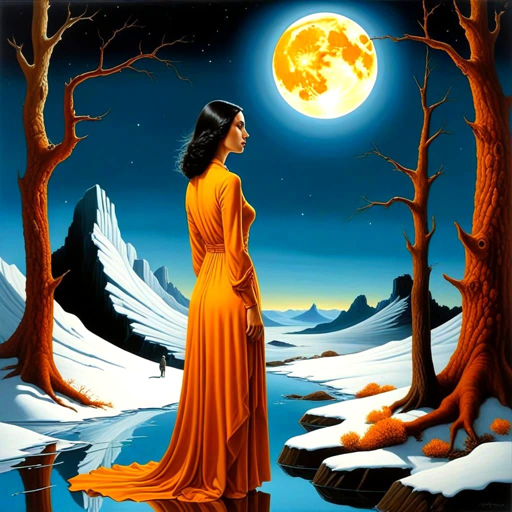 Ethereal Surrealistic Landscape of Mysterious Midnight Scene