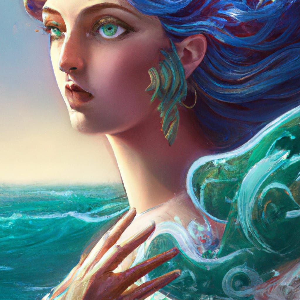 Nereid GREEK MYTHOLOGY PORTRAIT. COOL COLORS. INTRICATELY DETLAILED ...