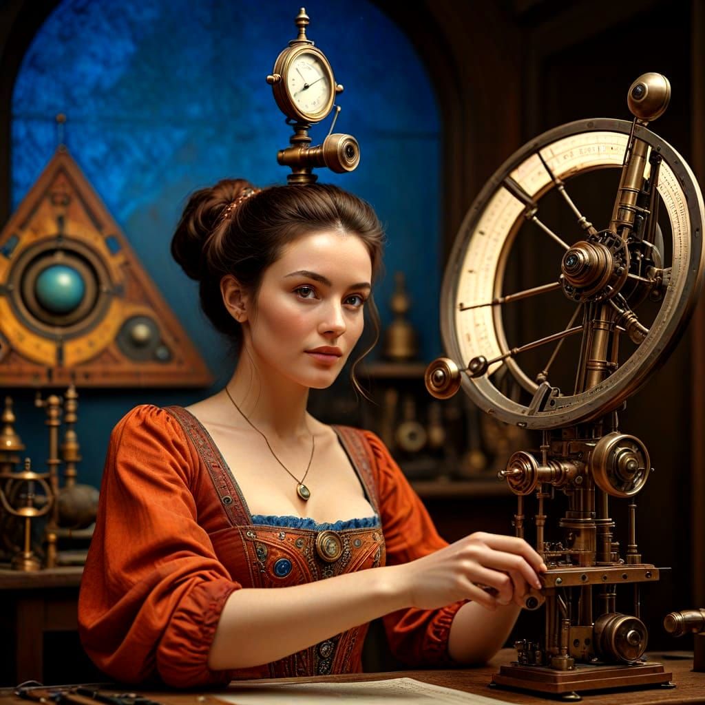 Eccentric Lady in Vibrant Surreal Surroundings