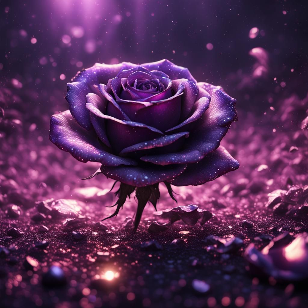 A purple rose with glitter
