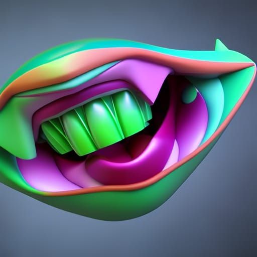 mouth with green lips and white teeth