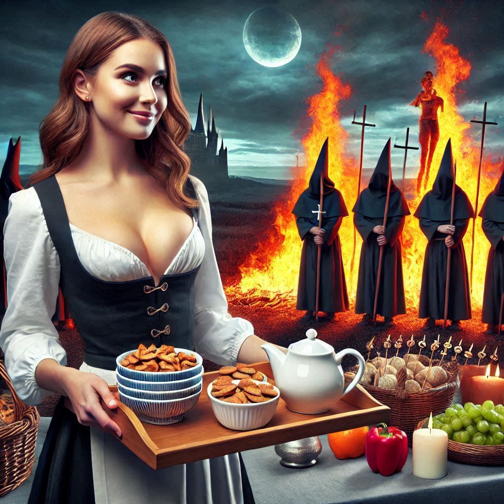 Serving snacks at a heretic burning