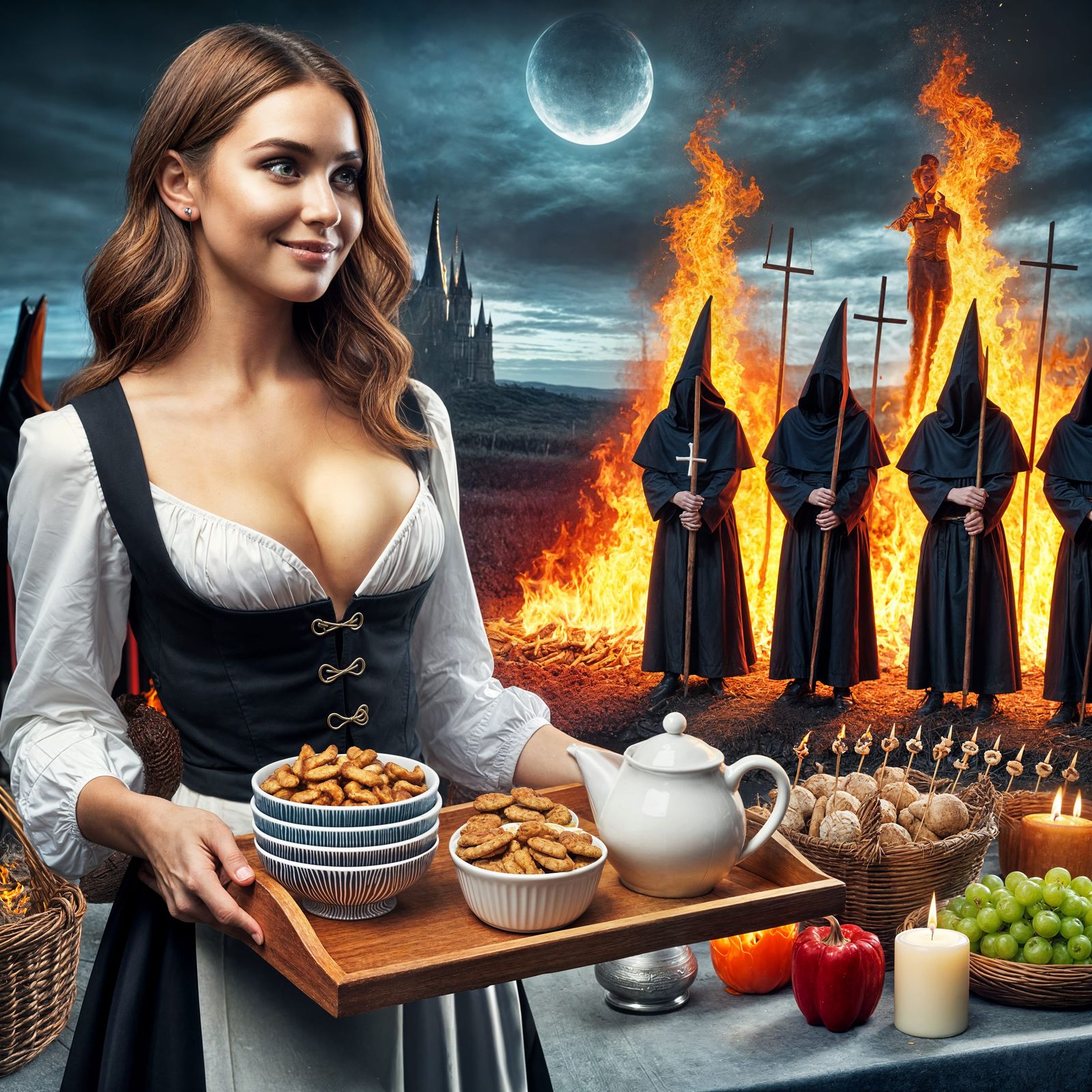 Serving snacks at a heretic burning