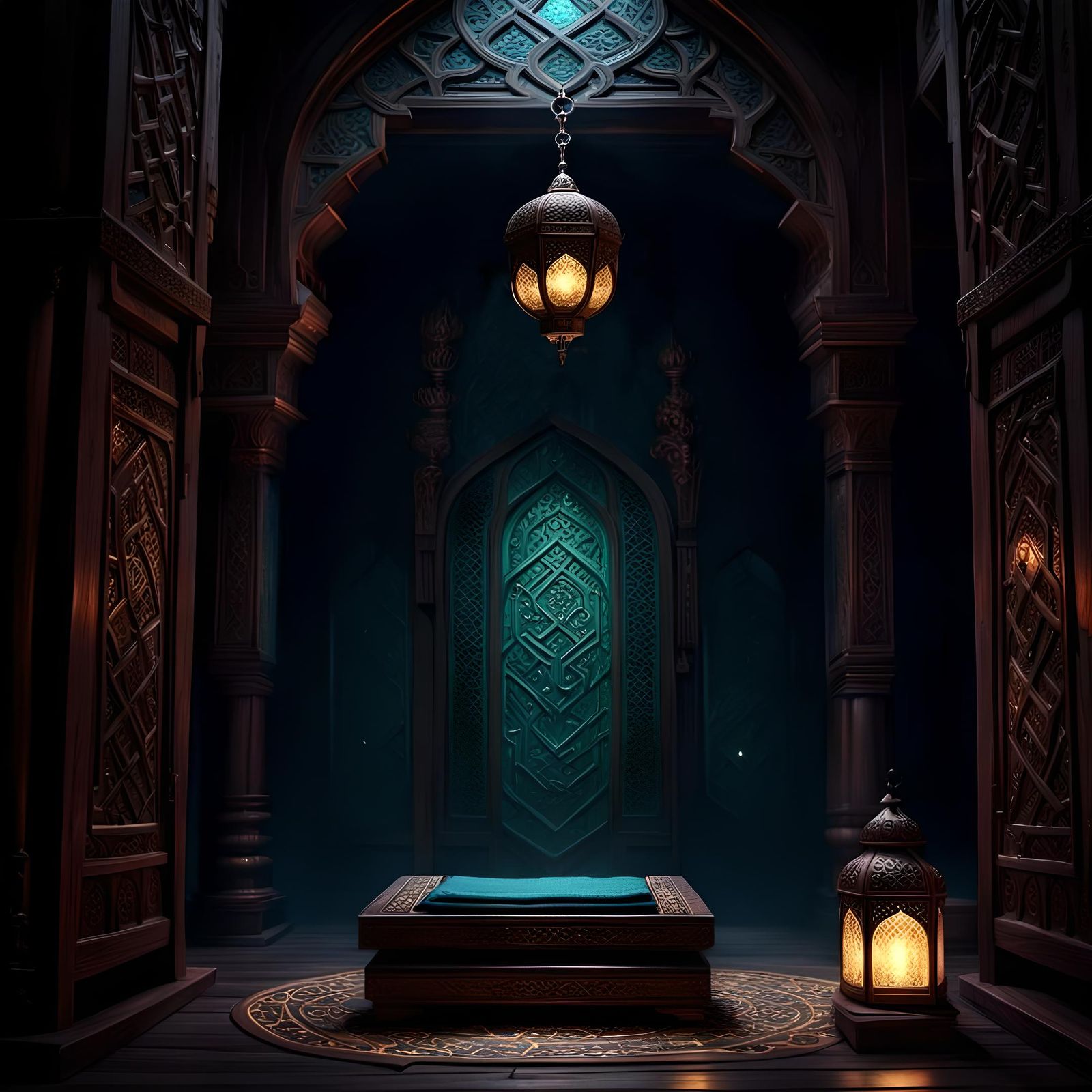 EDITED Holy tiny chamber kneeler, dark wood, creepy, dark li...