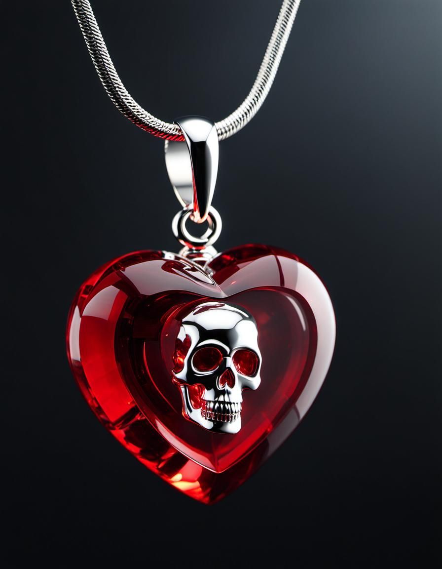 Blood and skull glass pendant